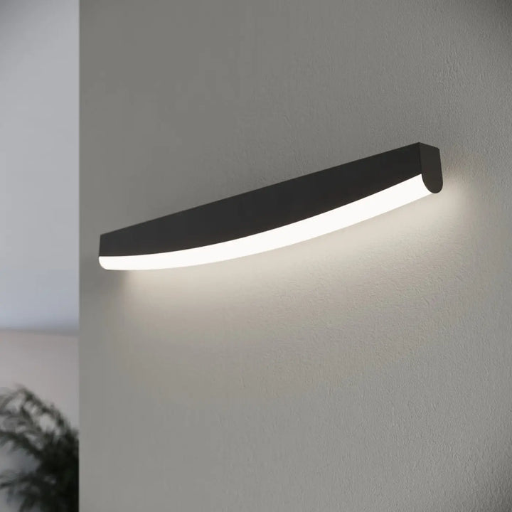 Applique murale jorun 3000k noir luminaire à led avec design incurvé moderne et éclairage blanc doux