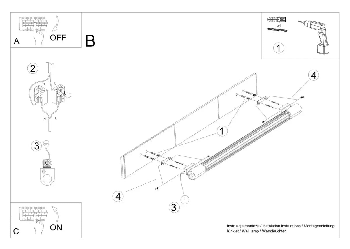 Schéma d'installation du luminaire