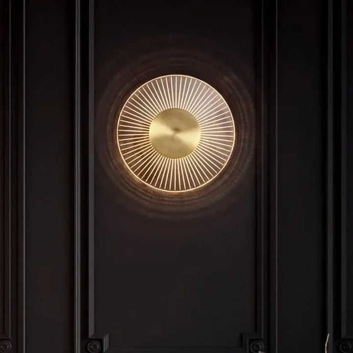 Applique Murale LED En Rayon De Soleil En Métal Doré Et Marbre