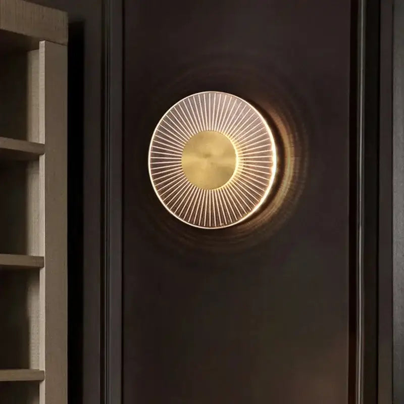 Applique Murale LED En Rayon De Soleil En Métal Doré Et Marbre