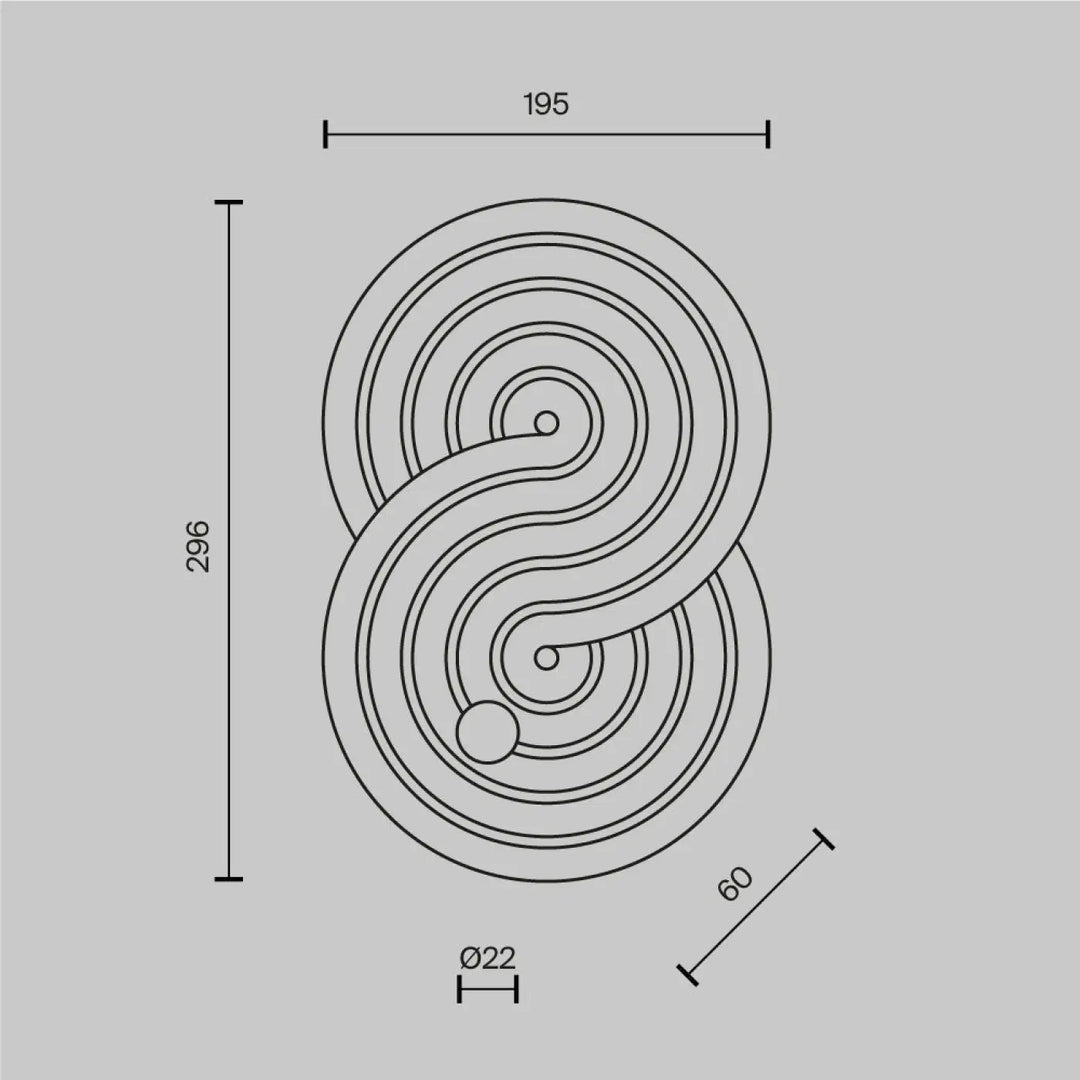 Applique murale led noire en relief céramique avec motif spirale minimaliste pour rock garden design moderne