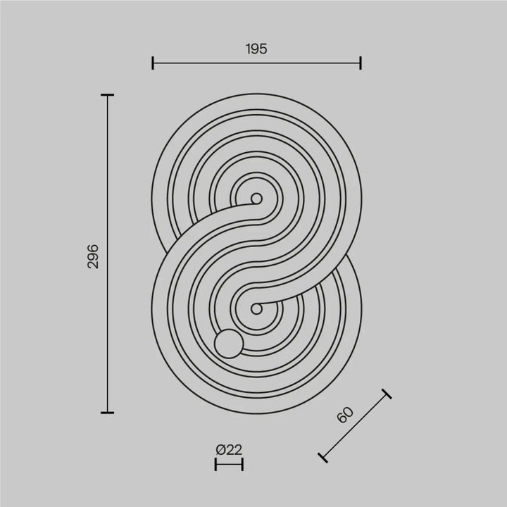 Applique murale led noire en relief céramique avec motif spirale minimaliste pour rock garden design moderne