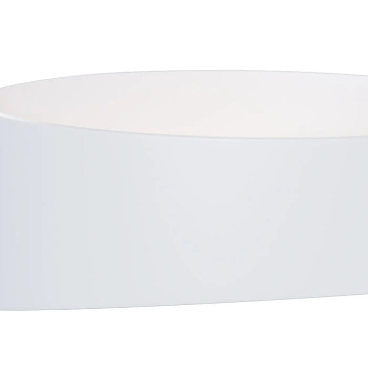 Applique murale trame elliptique avec abat-jour cylindrique blanc à finition mate pour lumière rasante élégante
