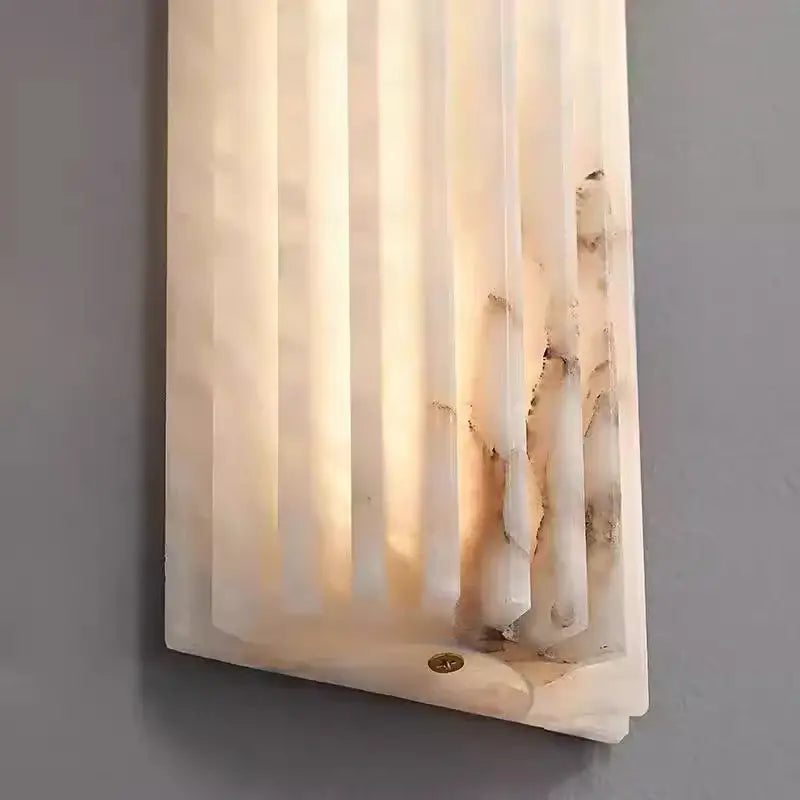 Applique Murale Longiligne en Albâtre Blanc et Marron

