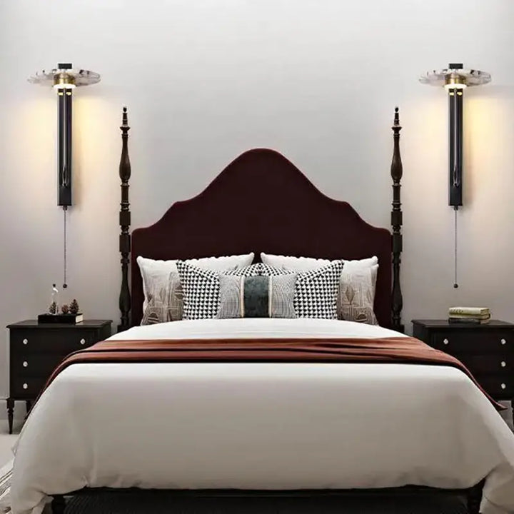 Applique Murale Longue Élégante Noire Dorée Et Marbre

