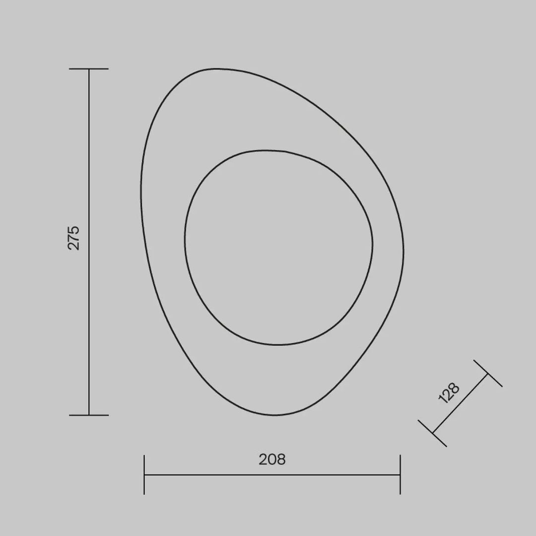 Applique murale mabell en verre miroir avec suspension minimaliste noire à formes ovales concentriques