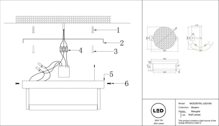 Applique murale mangata en métal sleek avec verre martelé circulaire et motif moderne pour éclairage intérieur