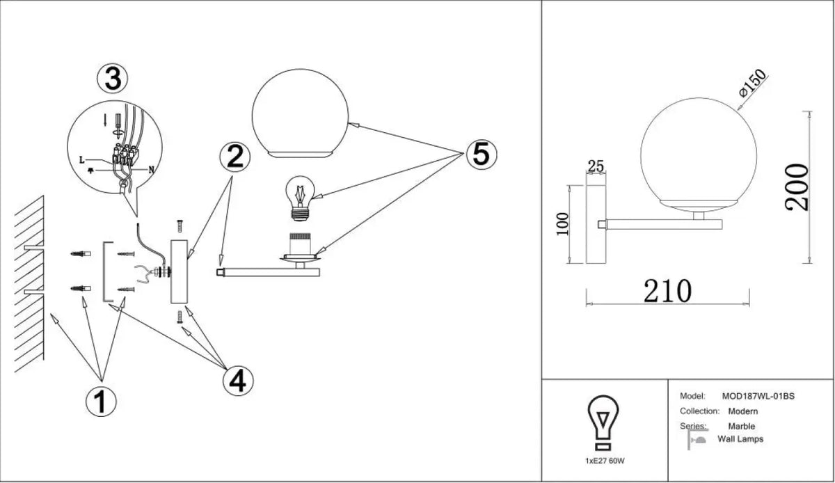Schéma d'installation du luminaire