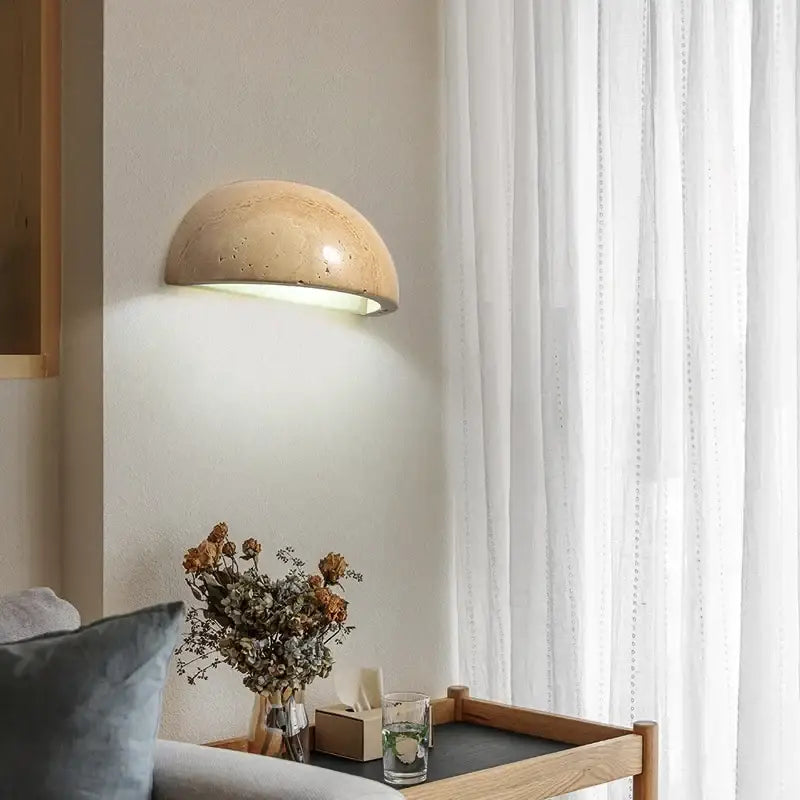 Applique marbre beige forme demi-sphère led style raffiné