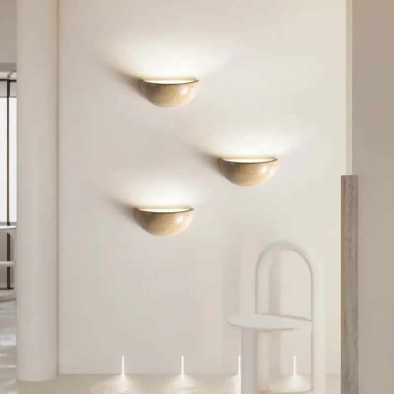 Applique marbre beige forme demi-sphère led style raffiné