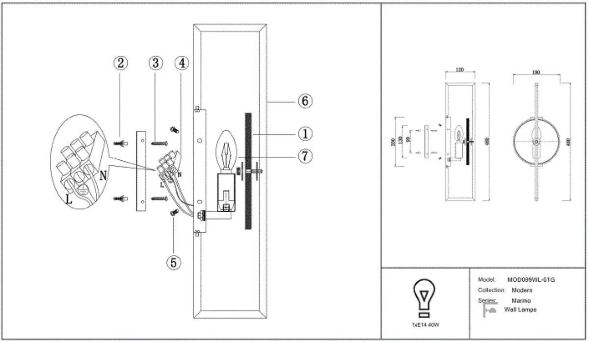 Schéma d'installation du luminaire