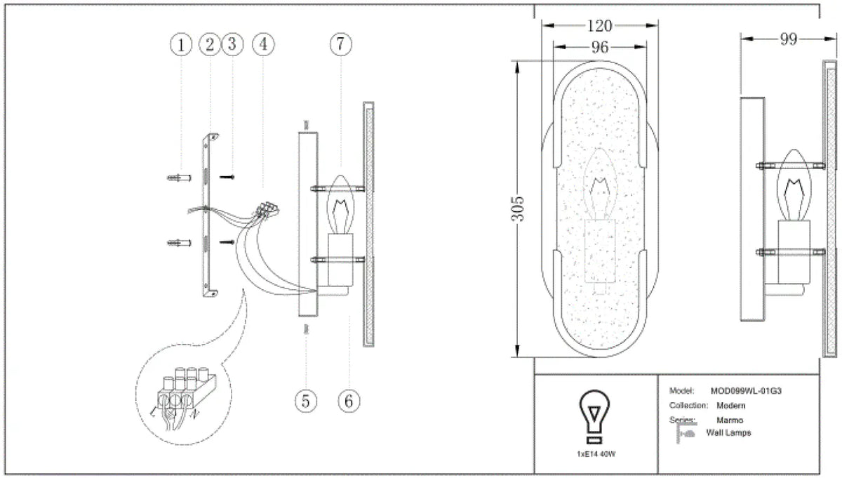Schéma d'installation du luminaire
