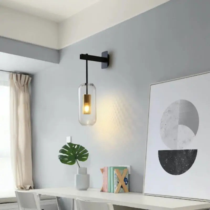 Applique Murale Métallique Noire Style Cylindre Ovale