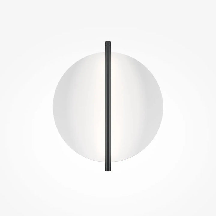 Applique murale mira minimaliste avec tige verticale noire mate et diffuseur blanc givré disque en relief murale mira