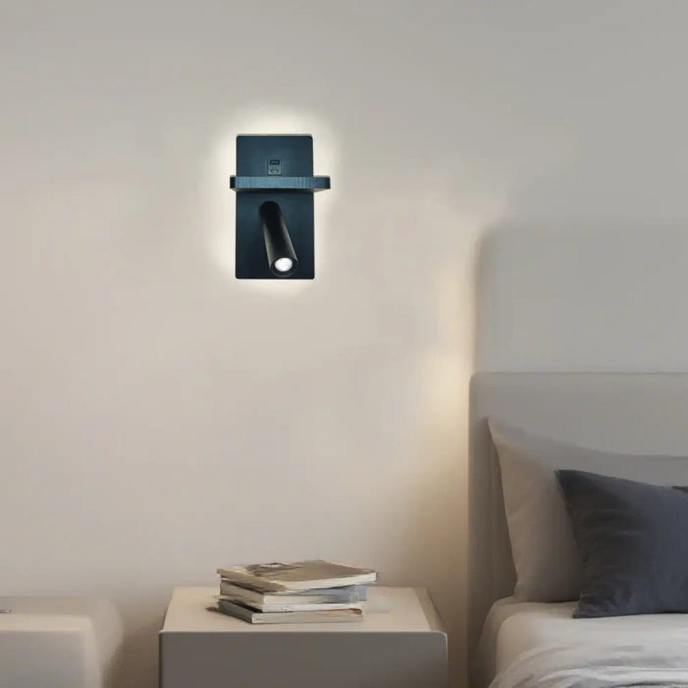 Applique murale moderne sanil en finition mate noire avec spot ajustable et design contemporain pour lecture ciblée