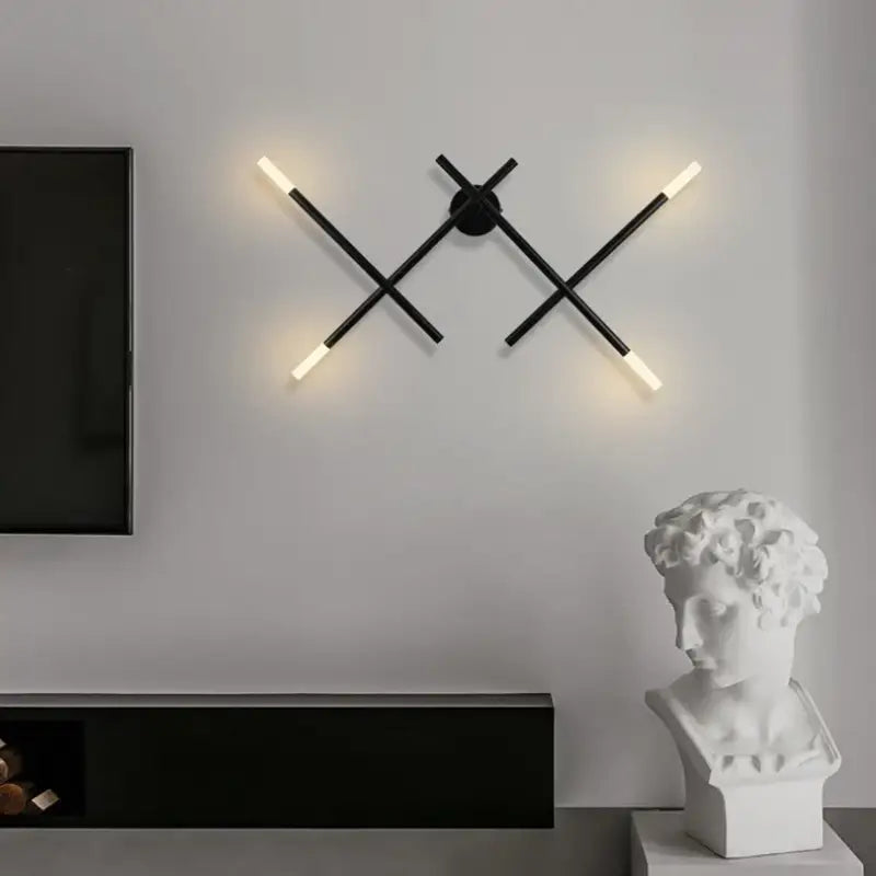 Applique murale moderne design géométrique LED croix noire

