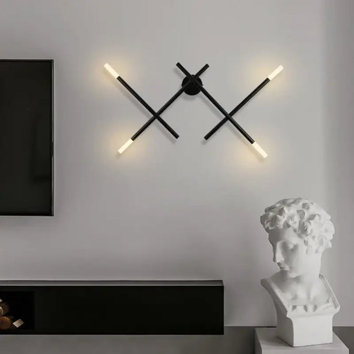 Applique murale moderne design géométrique LED croix noire


