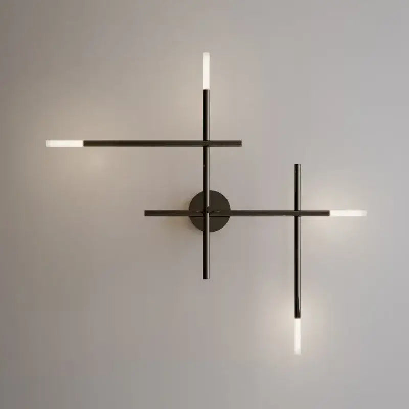 Applique murale moderne design géométrique LED croix noire

