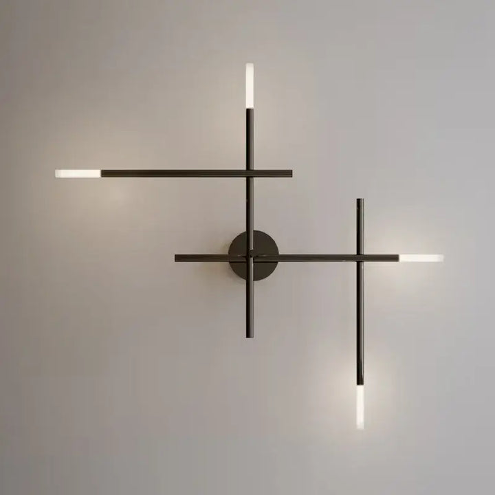 Applique murale moderne design géométrique LED croix noire

