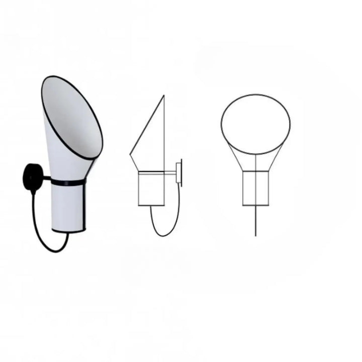 Applique murale vesto conique blanche avec cordon noir et support de montage pour éclairage moderne horn standing