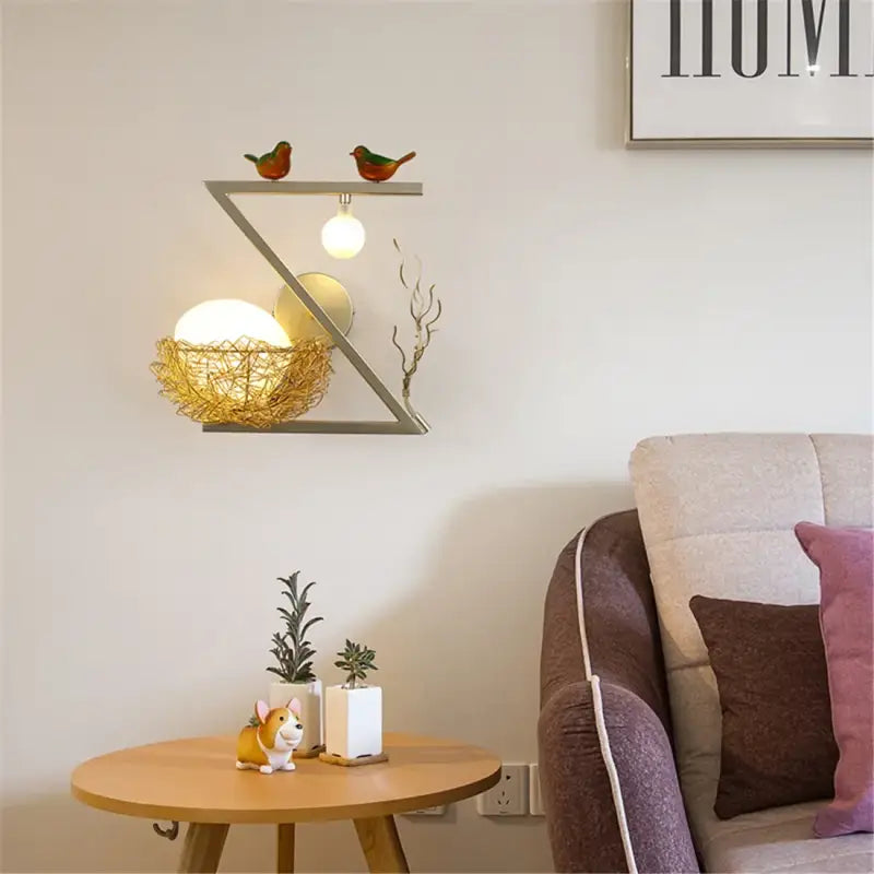 Modern Cottagecore Bird’S-Nest Led Wall Lamp Living Room Bedroom Bedside Stairway Passage Sconces Loft Decor Light