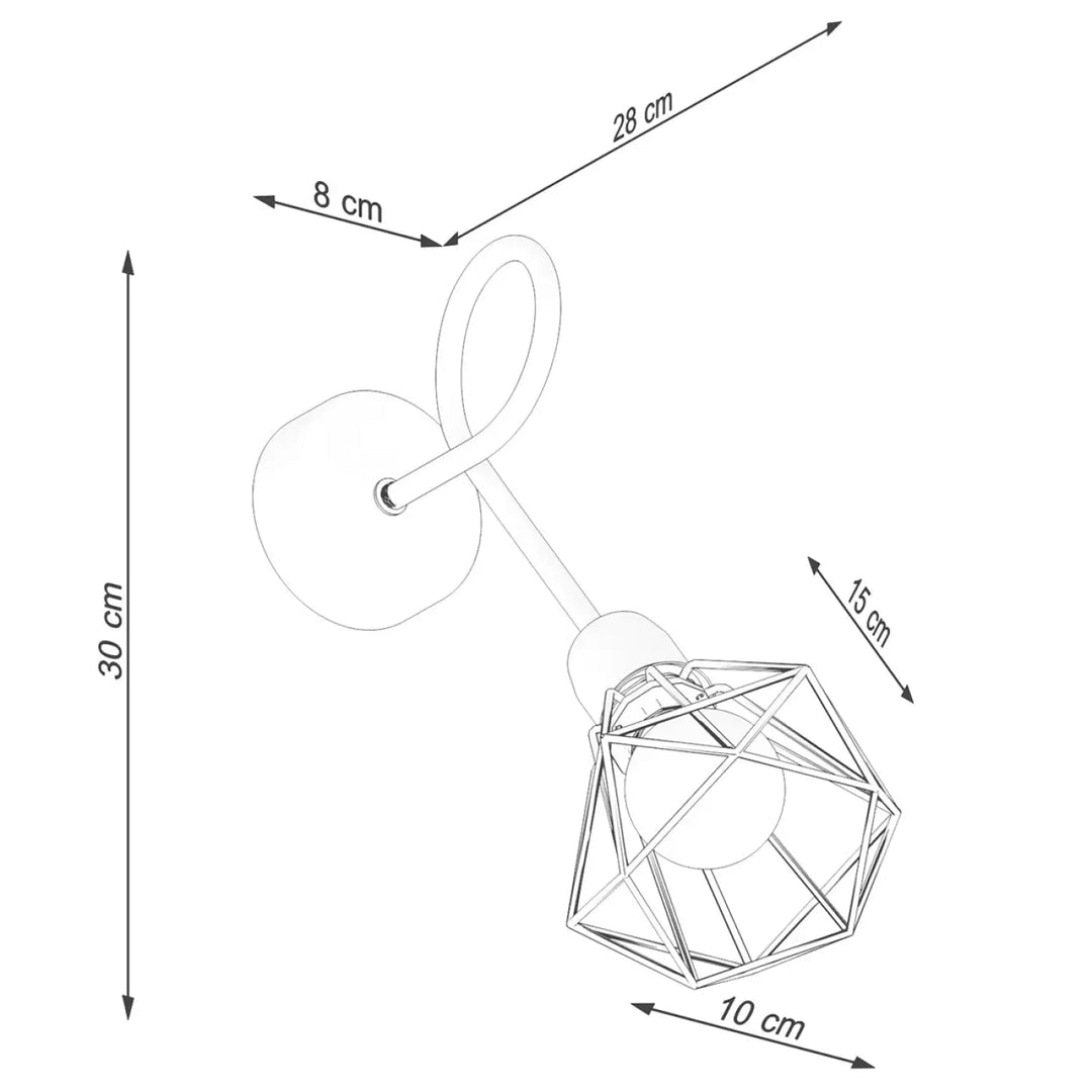Applique murale série artemis 1s noir en filaire géométrique créant une atmosphère intime avec design diamant facetté