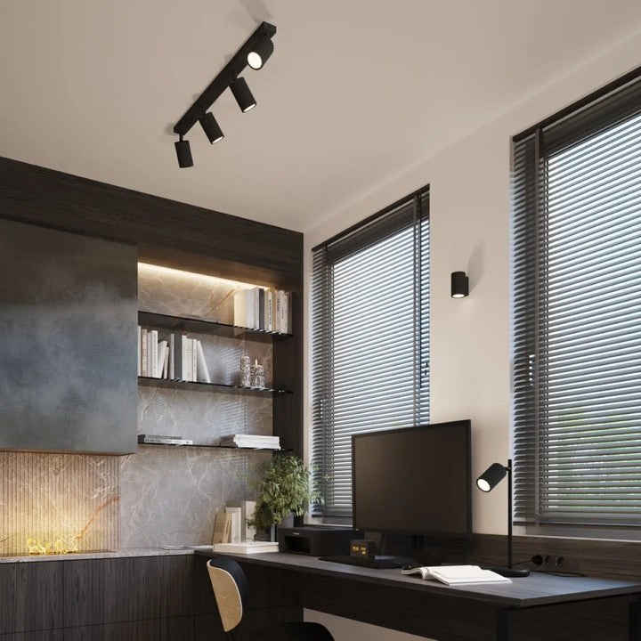 Applique murale karbon 10 noir avec plafonnier karbon allie design minimaliste et ampoules gu10 interchangeables