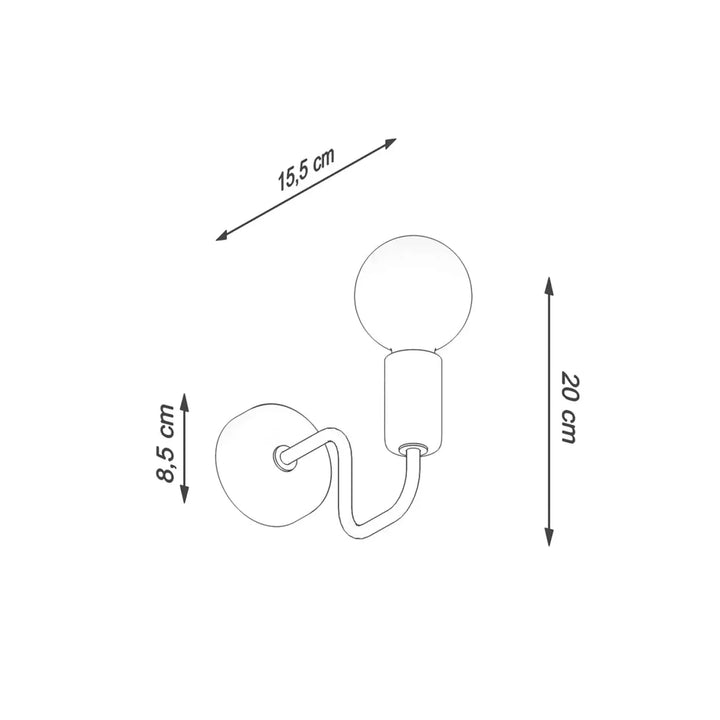 Applique murale lampe vector noir avec ampoule sphérique et bras incurvé design minimaliste superbe design loft branché