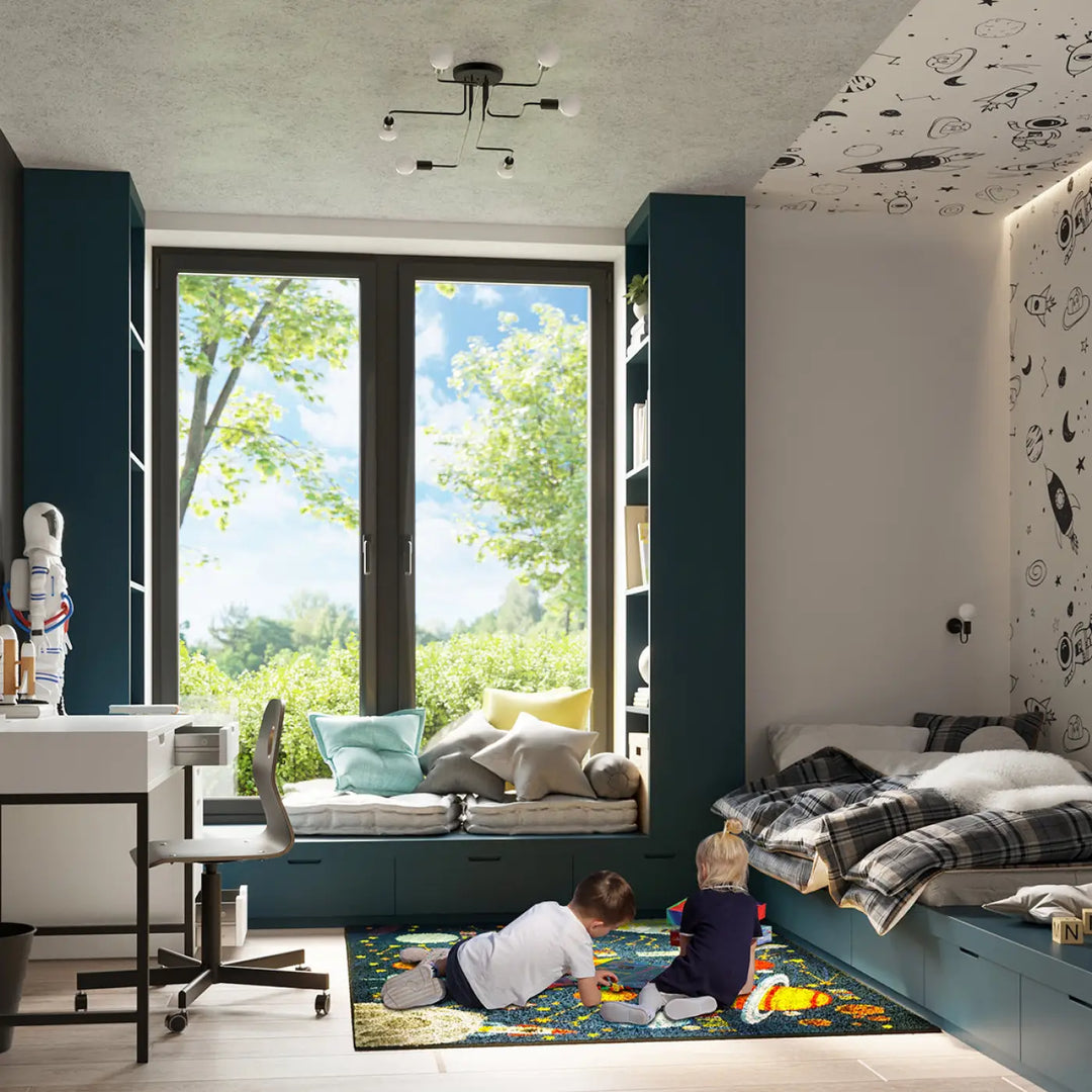 Applique murale vector noir avec superbe design coloré et lampe vector idéal pour un loft branché espace et fusées