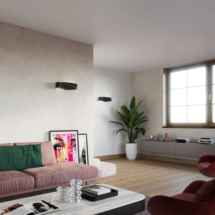Applique murale sigma noir en céramique moderne avec design minimaliste angulaire noir