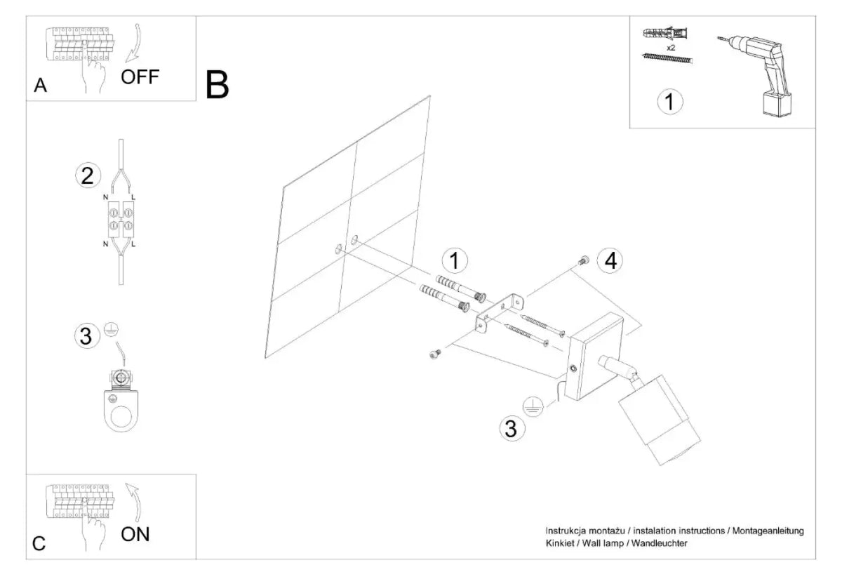 Schéma d'installation du luminaire