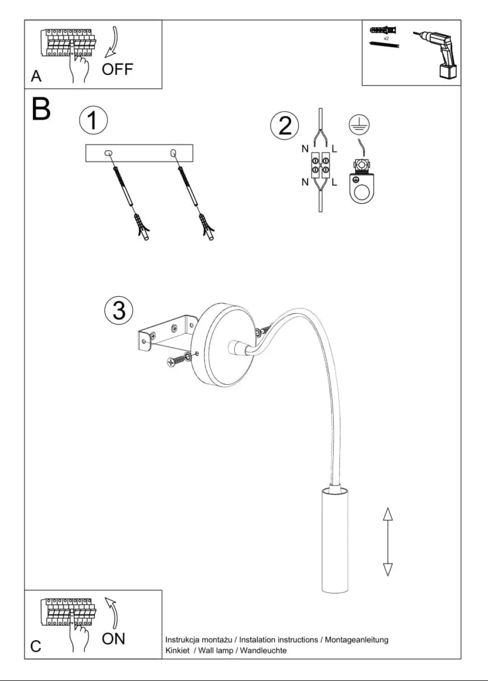 Schéma d'installation du luminaire