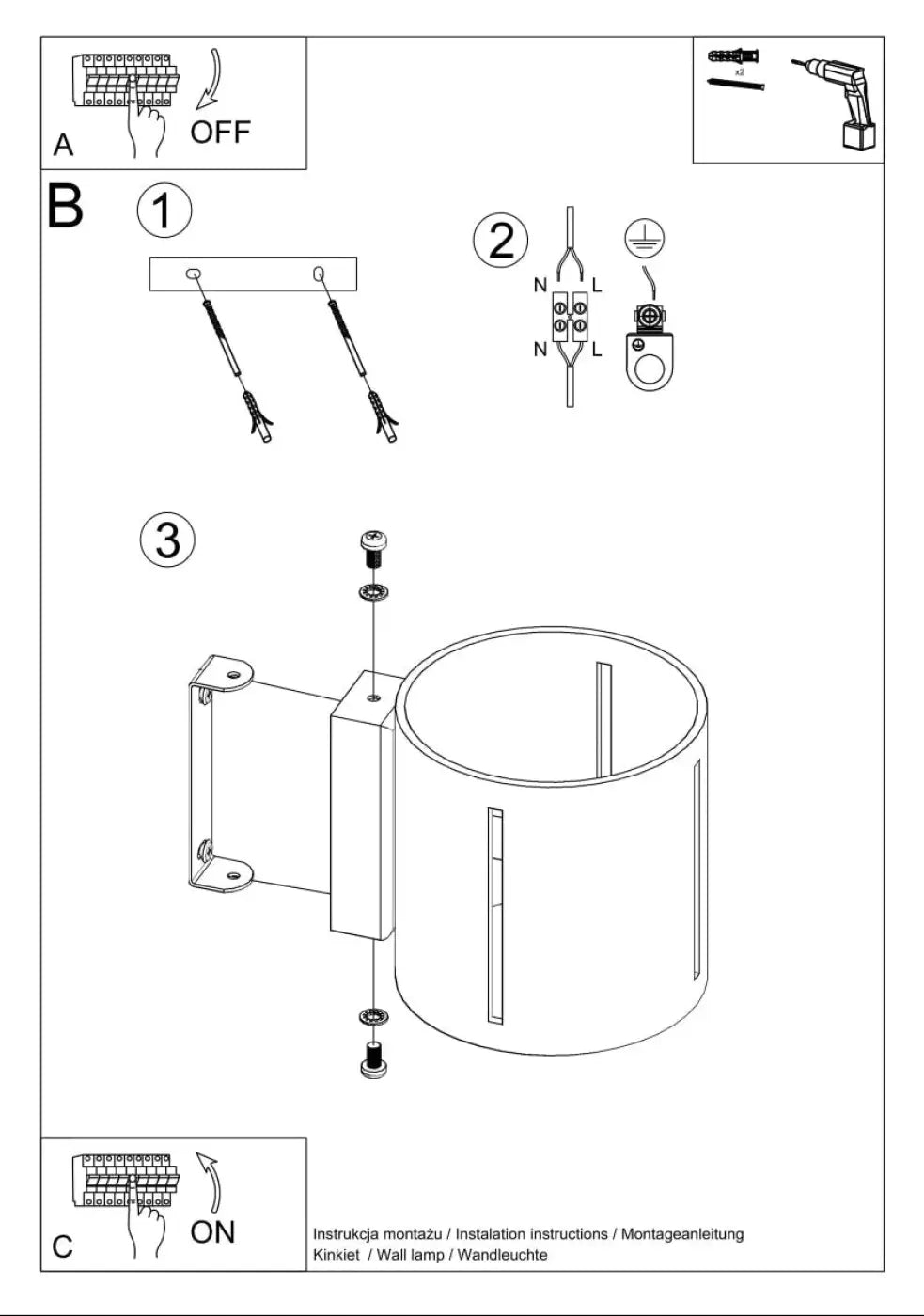 Schéma d'installation du luminaire
