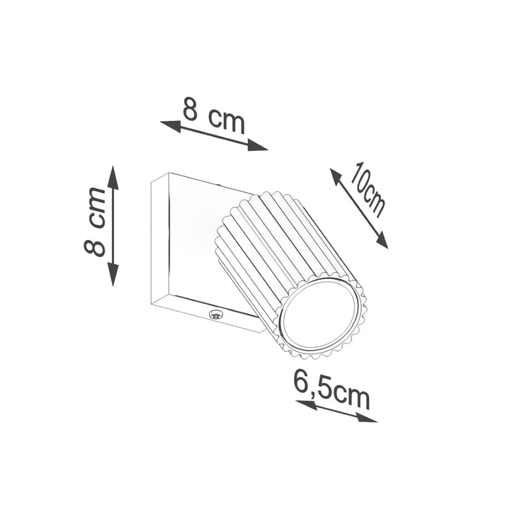 Applique murale karbon noir avec tête cylindrique nervurée en métal pour design minimaliste et ampoules gu10 interchangeables