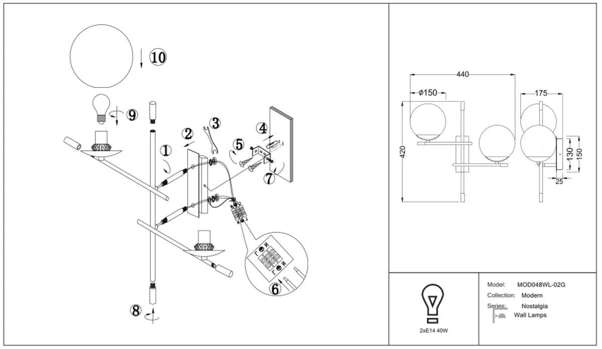 Schéma d'installation du luminaire