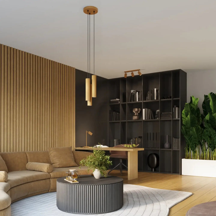 Applique murale karbon 10 or avec design minimaliste, abat-jour en bambou doré et ampoules gu10 interchangeables