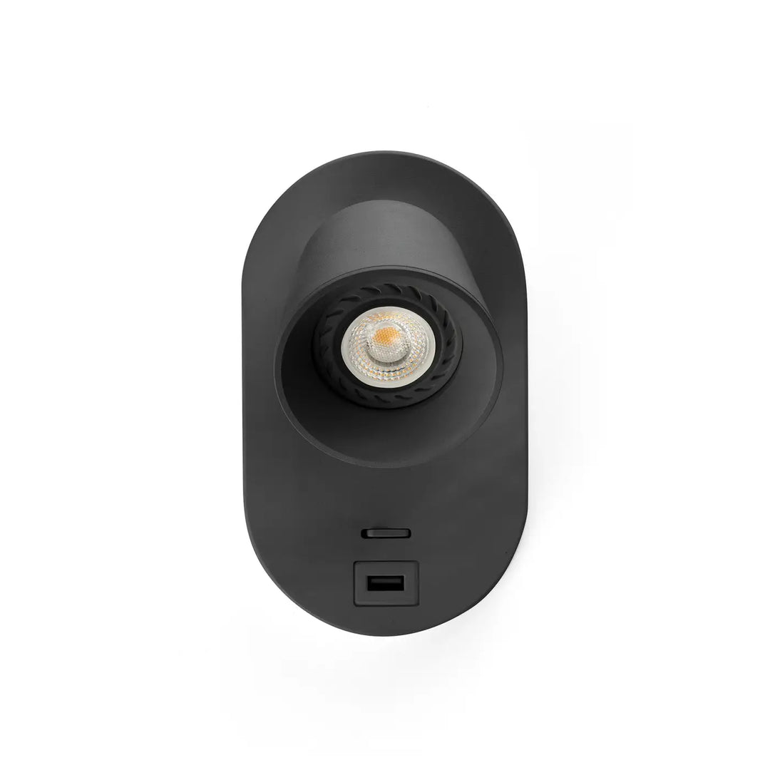 Applique murale Corb noire avec port USB-C de Faro Barcelona