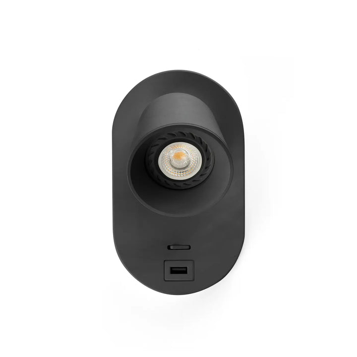 Applique murale Corb noire avec port USB-C de Faro Barcelona