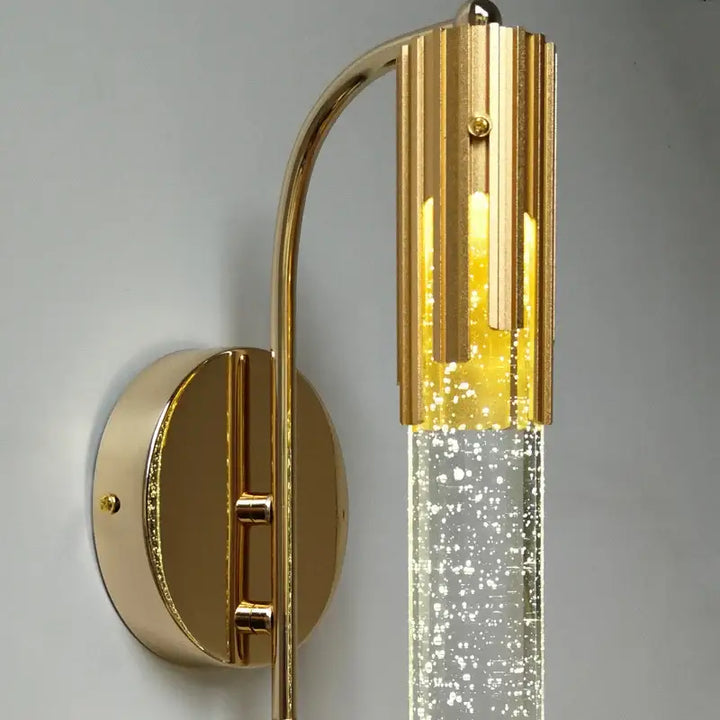 Applique Murale Originale Avec Barre En Verre Et Support Doré