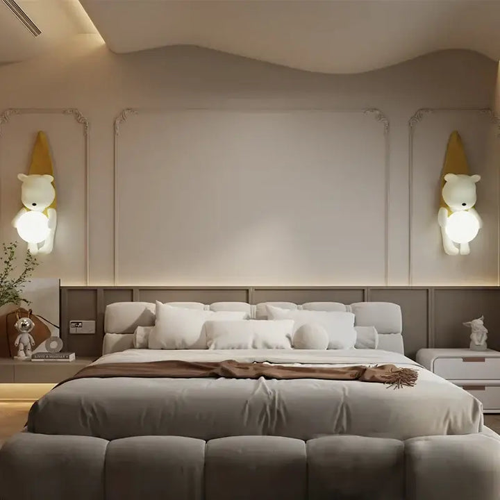 Applique murale ours avec boule lumineuse pour chambre enfant