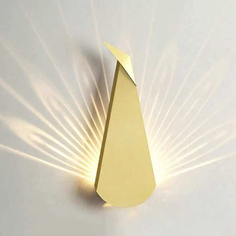 Applique Murale Paon en Aluminium Noir ou Doré