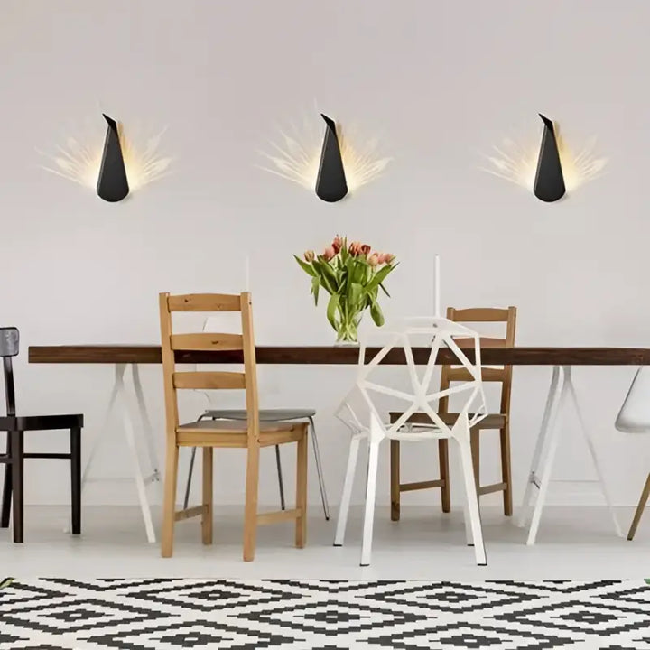 Applique Murale Paon en Aluminium Noir ou Doré