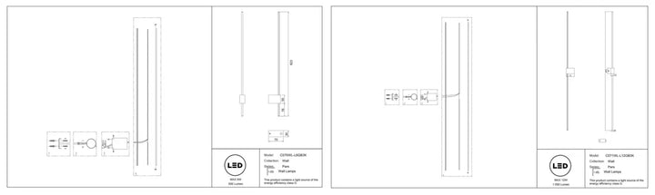 Applique murale pars avec tige lumineuse verticale en acier doré et éclairage led blanc chaud finition blanc cassé