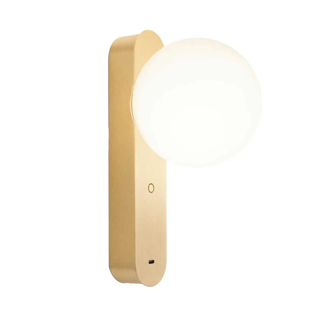 Applique Perlina USB dorée avec globe en verre #couleur_dore