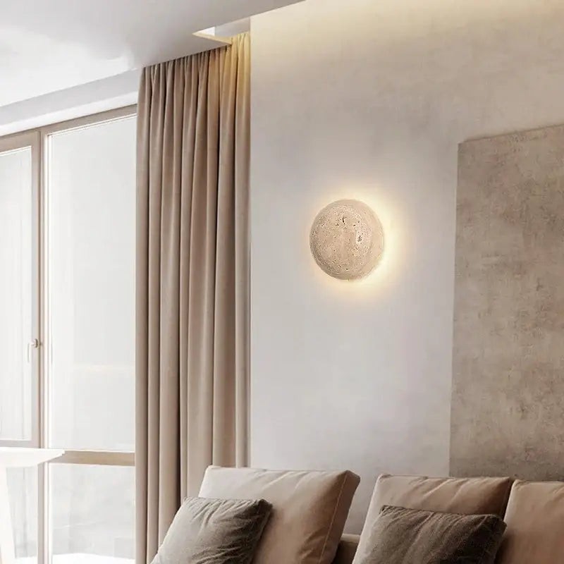 Applique Murale En Pierre Beige Avec Éclairage LED Moderne