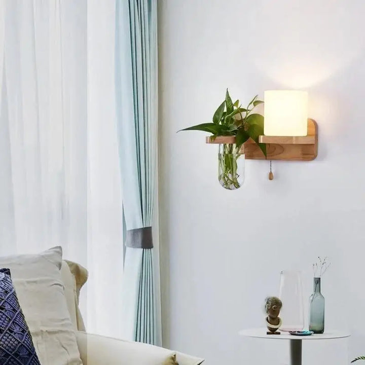 1. Applique Murale Plante En Bois Et Verre