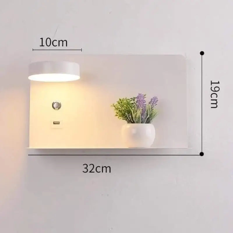 Applique Murale Port USB en Aluminium et Verre Noir ou Blanc