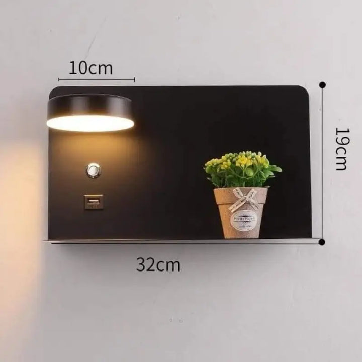 Applique Murale Port USB en Aluminium et Verre Noir ou Blanc