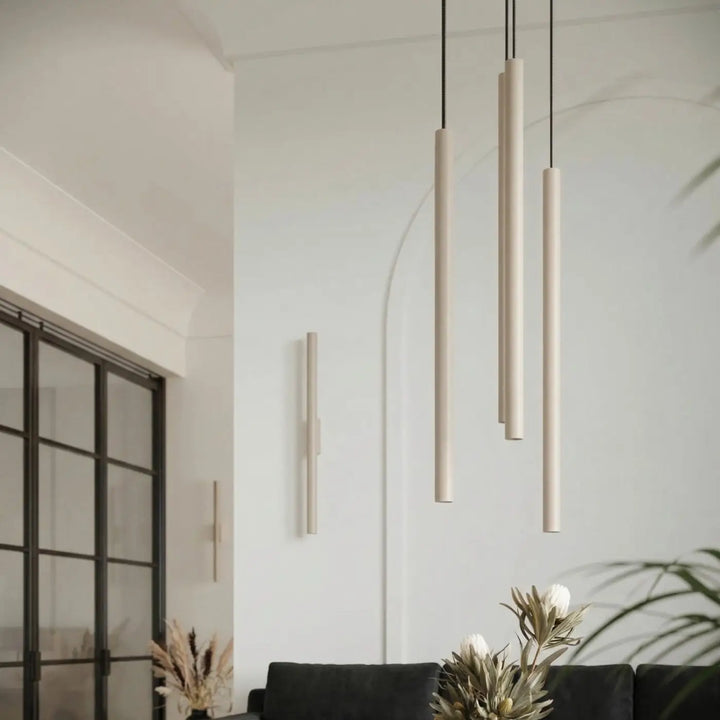 Applique murale taupe allumée, vue rapprochée