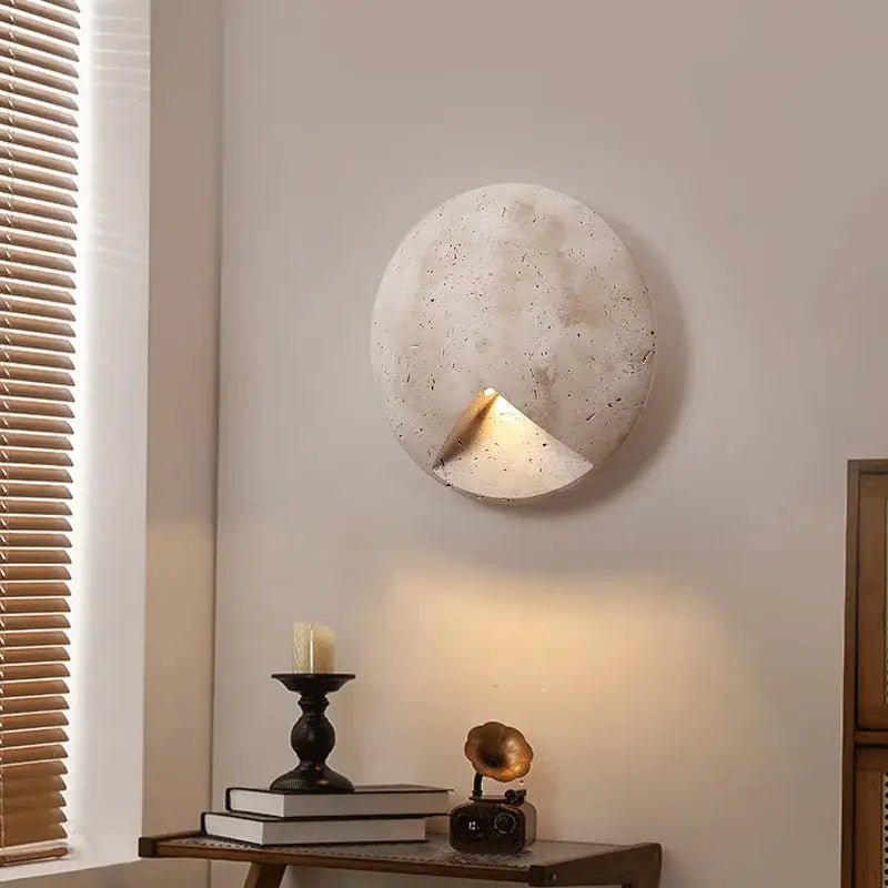 Applique Murale Ronde En Béton Avec Lumière Intégrée

